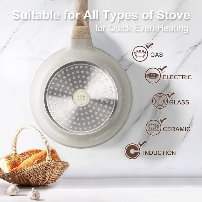 Набір посуду RIOVARM: сковороди з антипригарним покриттям (18см, 20см, 24см) та каструля з кришкою, без PFOA