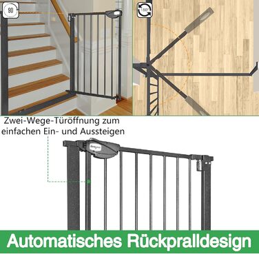 Захист для дверей від UISEBRT: сітка для дітей без свердління, 75-85 см, автоматичне закриття, металева сітка, чорний колір