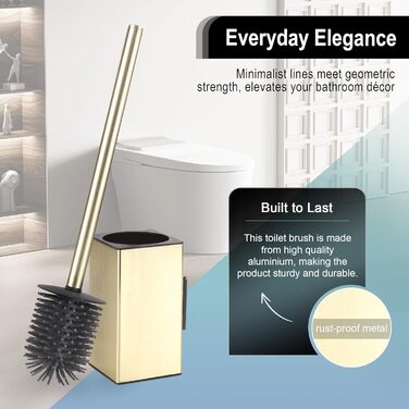 Настінна щітка для туалету DAZI з кріпленням без свердління, нержавіюча сталь, сучасний дизайн, знімний внутрішній стаканчик, золотий колір
