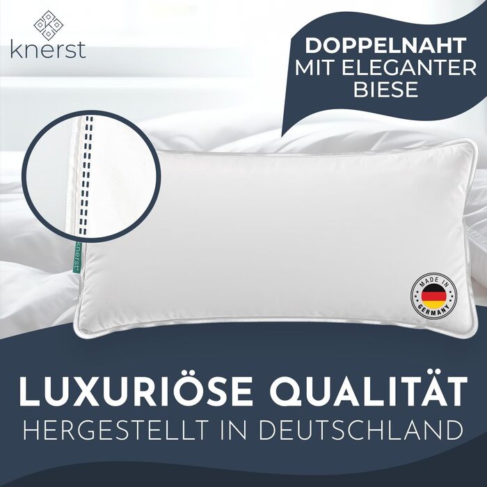 KNERST® Pillow 40x60 cm Made in Germany - Head pillow 40 x 60 against neck pain & tension - Bed pillow for healthy & restful sleep - Öko-Tex - Pillow - Cushion - Sleeping pillow
