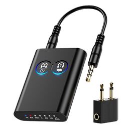 Bluetooth адаптер ORIA 2-в-1 (Трансмітер та Ресивер) 5.2 з AptX Adaptive, аудіоадаптер 3.5 мм для двох навушників, стереосистем та літаків, чорний