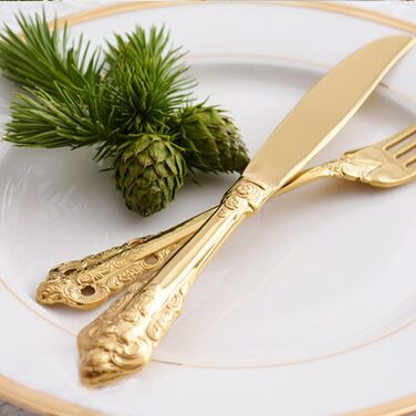 Набір столових приборів Prächtiges Barock 20 предметів з нержавіючої сталі 18/10, золотий колір, у подарунковій коробці (виделки, ложки, ножі)