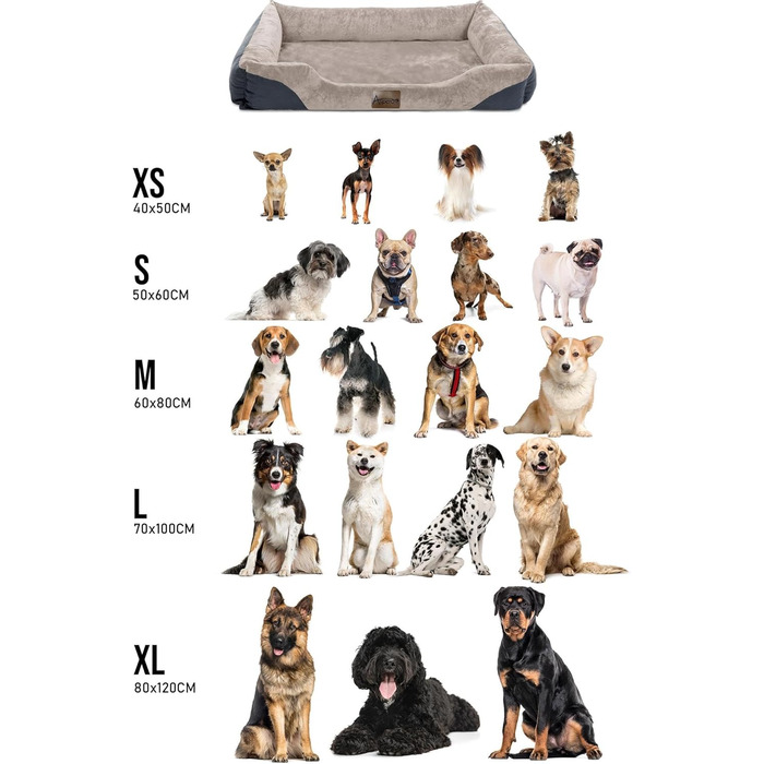 Крісло-ліжко для собак - м'яке ліжко-кошик з високим бортиком, 40x50 см, бежеве