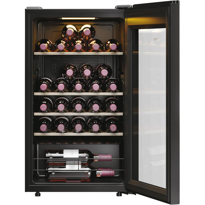 Haier 34 Bottle Wine Refrigerator - 1 Zone Wine Cooler with UV Glass Door, Wi-Fi & Touch Display