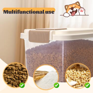 Контейнер для корму для собак та котів Nobleza, 40л, з датою виробництва, з роликами, повітряний, прозорий