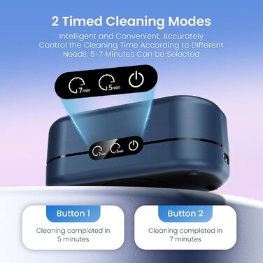 Ультразвукова очищувачка для окулярів, 48000 Гц, 350 мл, професійна. Підходить для окулярів, ювелірних виробів, годинників, зубних протезів. Колір: блакитний