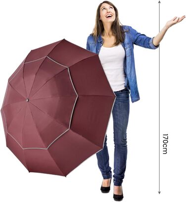 G4Free Парасолька велика, туристична, для гольфу, 10 ребер, автоматична, стійка до вітру, компактна, червона (54 дюйми)