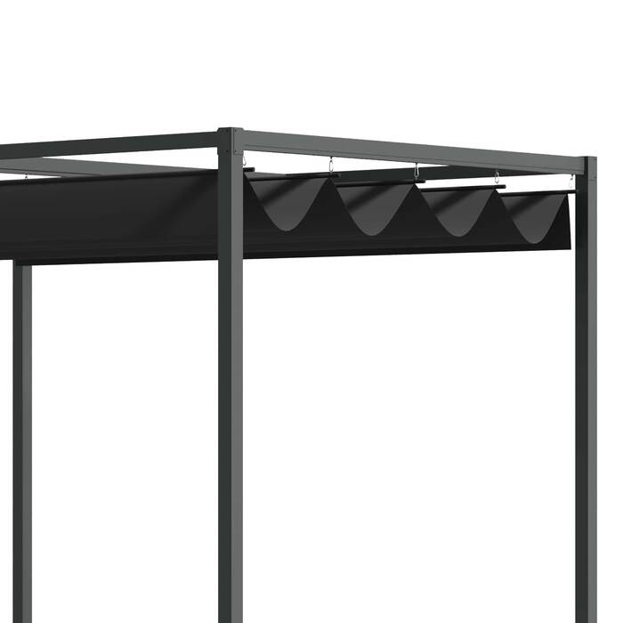 Outsunny Pergola Gazebo Patio Cover with Sliding Roof 298x213x221cm Polyester Black Gray for Garden & Patio