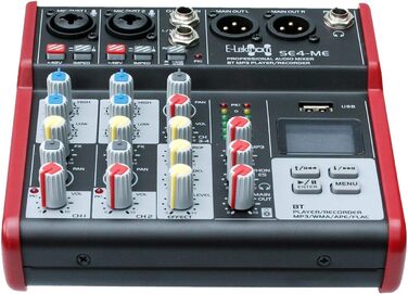 E-Lektron SE-4 Мікшерний пульт 2-канальний + стерео, USB, Bluetooth, звукова карта, фантомне живлення