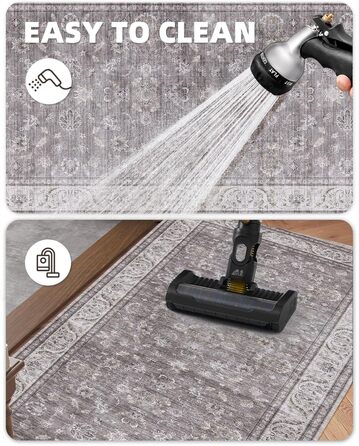 Килимок для дому COLOR&GEOMETRY 60x90 см з TPE-покриттям, сірий (бежевий та сірий-02), низький профіль, легко миється