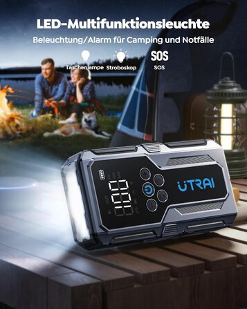 Powerbank Starthilfe UTRAI для автомобіля: 4500A, компресор 150PSI, швидка зарядка 18W, ліхтар, запуск двигуна до 8.5L бензину/6.5L дизеля