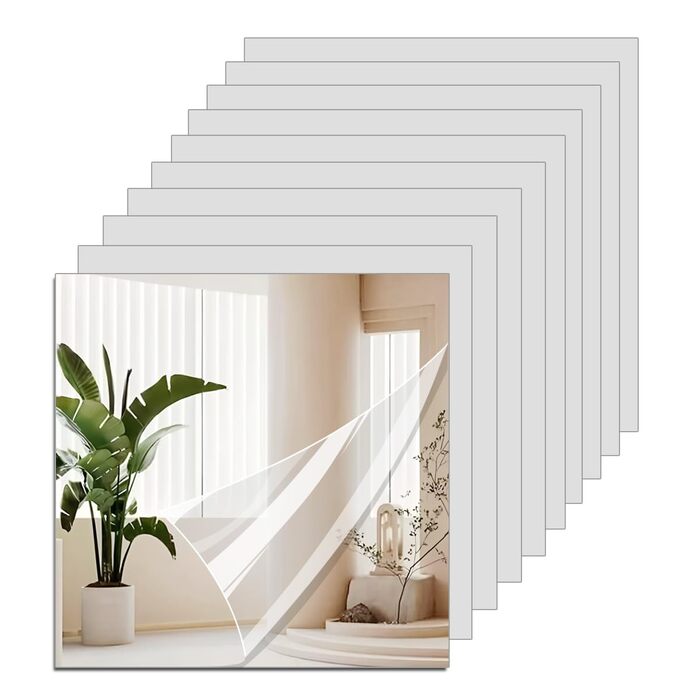 Акрилові дзеркальні наклейки на стіну, 10/20 шт., товщина 2 мм, безпечні, для макіяжу та дому, самоклеючі (15 x 20, 15 x 15 см)