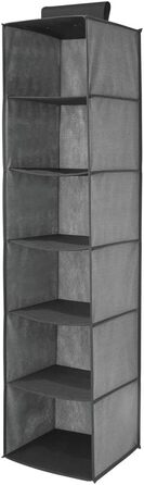 mDesign Тканинна вішалка для одягу з полицями – 6 відділень – сіра та чорна