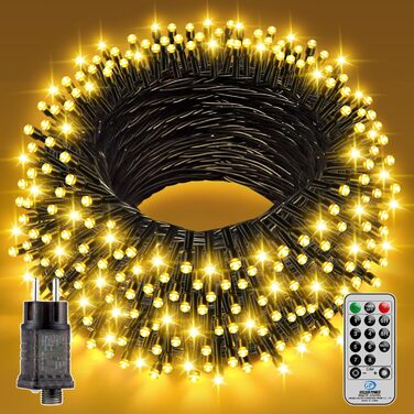 Гірлянда світлодіодна для прикраси ялинки та інтер'єру, 25м, 250 LED, тепле біле світло, 8 режимів, пульт, таймер, IP44, для дому та саду