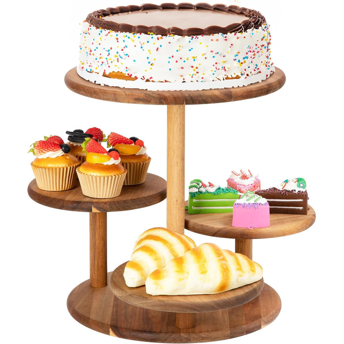 Дерев'яний етажерка/стійка для тортів та капкейків E-ROOM TREND | 4 яруси | для вечірок, дня народження, дитячого свята