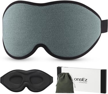 Маска для сну 3D onaEz (темно-синя) з ефектом повної блокади світла, шовк, для чоловіків та жінок, з поглибленими отворами для очей та регульованим носовим упором, для подорожей та відпочинку