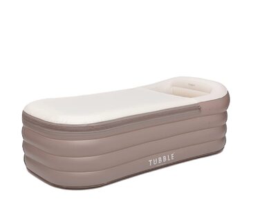 Надувна ванна Tubble Royale 255 літрів - складана ванна для дорослих, 188 см, монтаж за 1 хв, для дому та вулиці, Home Spa & Eisbad, Ambient Taupe