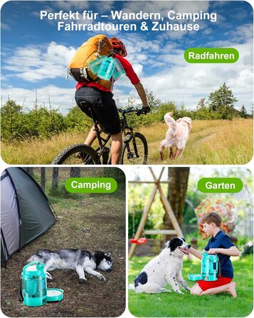 Поїлка для собак Lesotc 2200 мл, велика, для подорожей та кемпінгу (м'ятний)