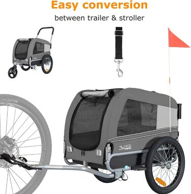 Універсальний візок для собак Tiggo VS Pets 2в1: візок та велосипедний причіп, сірий
