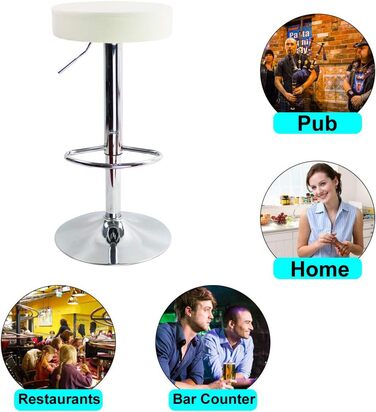 KKTONER Adjustable Height Swivel Bar Stool - SPA, Office & Beauty - PU Leather (White)
