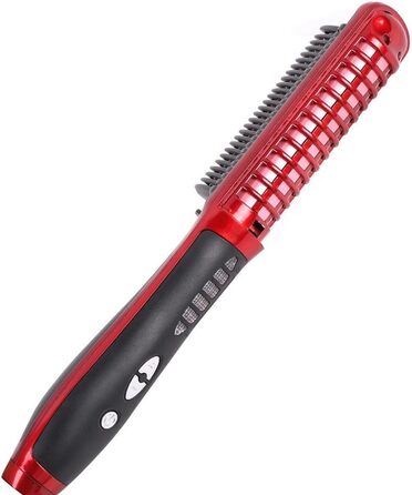 Випрямляч для волосся Pro-Ion: щітка для випрямлення волосся, анти-опік, стилінг (червоний)