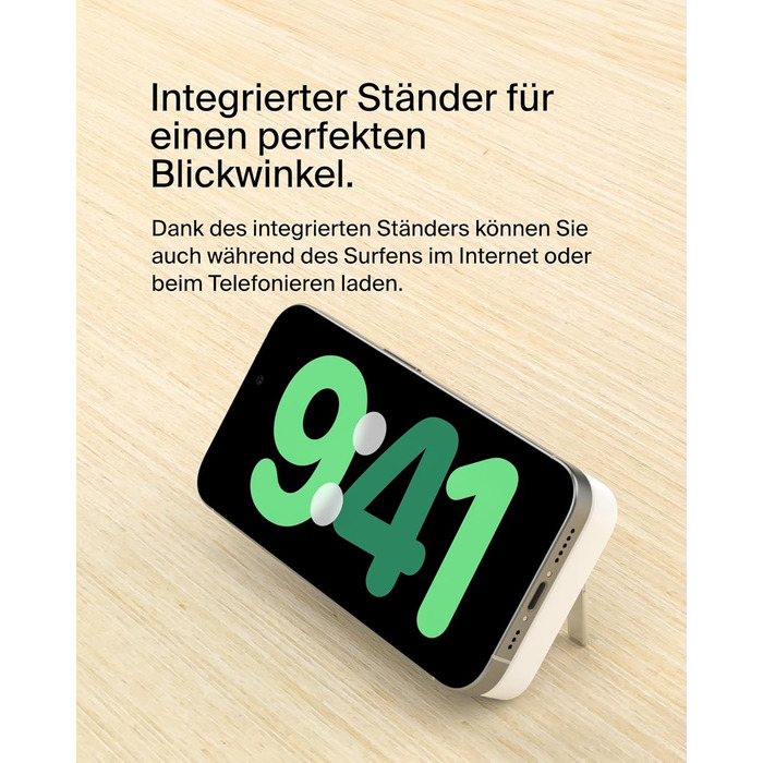 Belkin BoostCharge Pro Powerbank 10000mAh з Qi2, MagSafe, вбудований стійка, для iPhone 17, Air, 16, 15, 14, Pixel та інших – білий