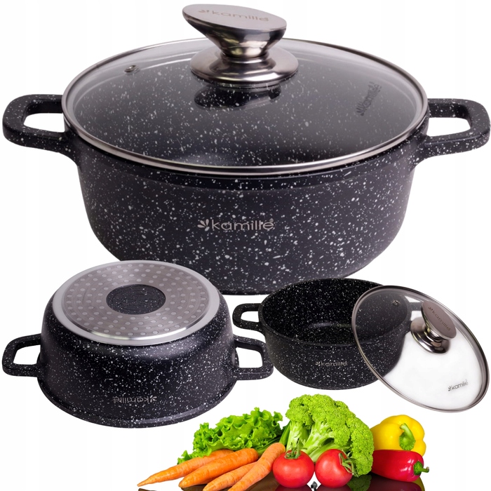 Каструля Kamille з мармуровим покриттям та кришкою, 2.3 л