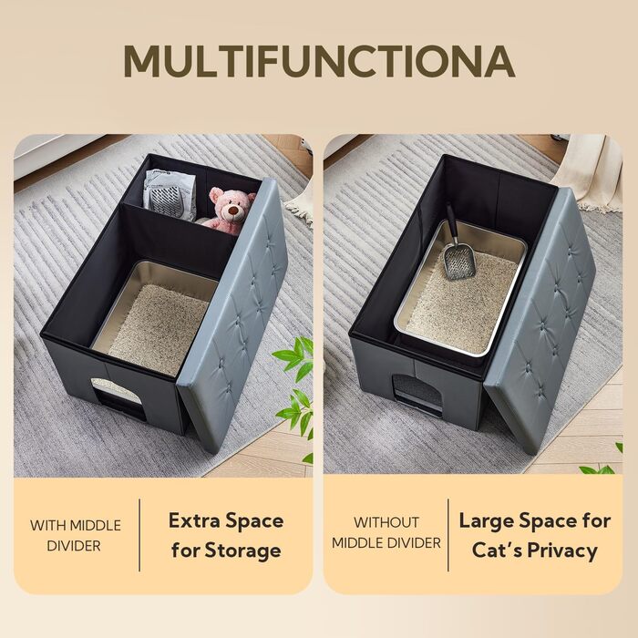 Шафа-комод для котячого туалету MEEXPAWS XL 90x50x50 см, сіра, прихована котяча вбиральня, меблі для кота, з сидінням, для лотка, преміум якість