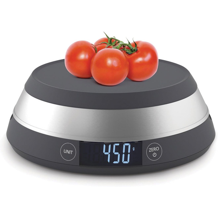 Joseph Joseph SwitchScale 2-in-1 Kitchen Scale - Digital, 5kg Capacity, Metric & Imperial LCD Display, Battery Powered - Gray