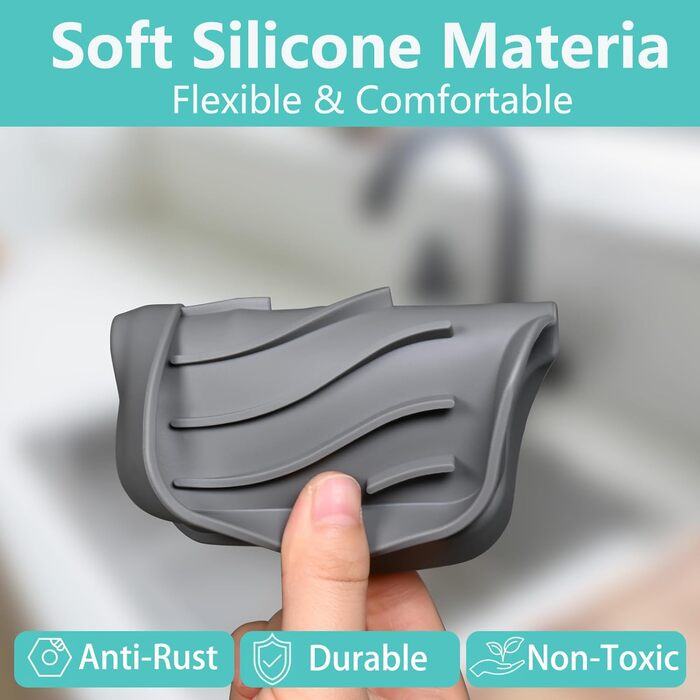 2 шт. Силіконові мильниці з отвором для стоку, мильниця для душу, мильниця для ванни, мильниця для раковини, мильниці для ванної кімнати, кухні та лічильника (Білий) (Сірий)