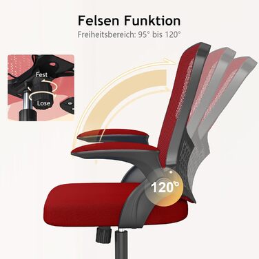 Офісний стіл Naspauluro: ергономічне крісло з сітчастою спинкою, підтримкою попереку, м'яким сидінням, регулюванням висоти. Для дому та офісу, сірий (чорний/червоний). Без підголівника.