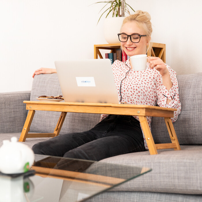 Relaxdays Bamboo Laptop Table XL