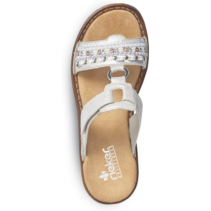 Пантолети Rieker 628M6 сріблясті жіночі Slip-On, розмір 41 EU