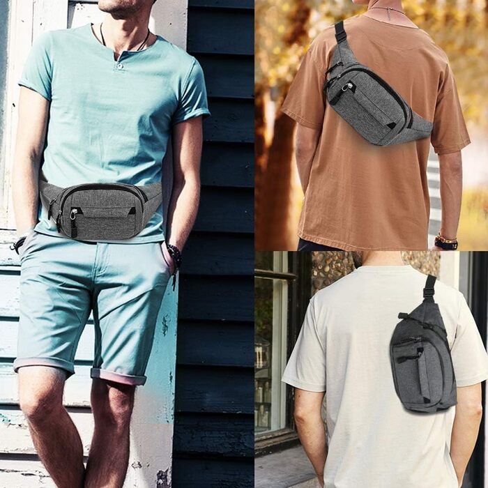 Водонепроникна поясна сумка - поясний ремінь для жінок та чоловіків, підходить для походів, кемпінгу, їзди на велосипеді та подорожей (Сірий Big)