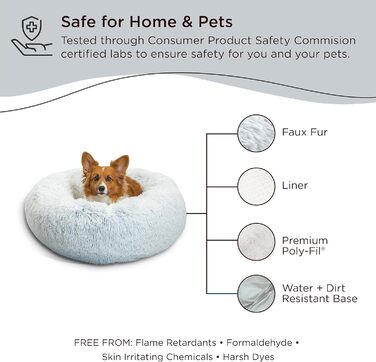 Круглий лежак для тварин Best Friends by Sheri Calming Donut - заспокійливий, машинне прання, сірий, 76x76 см, розмір M