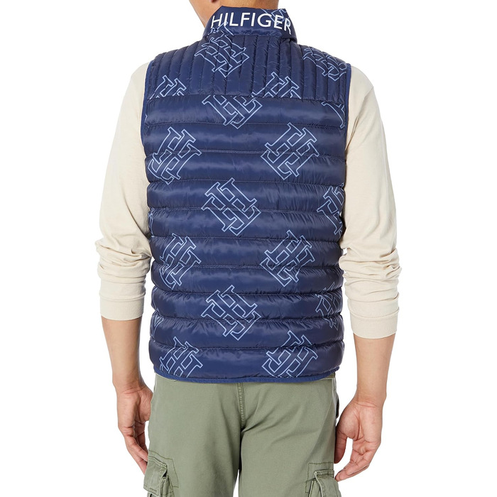 Жилет чоловічий Tommy Hilfiger з легкого пуху, стеганий, M, темно-синій з принтом