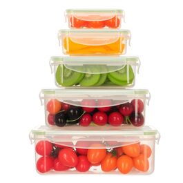 Набір контейнерів для зберігання їжі AiQInu 5 шт. з кришкою, BPA-Free, PP (1.5L+1L+0.5L+0.24L+0.12L), прозорі, для холодильника та мікрохвильової печі