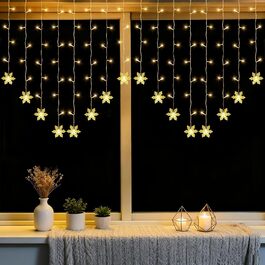 Ланцюжок LED-ліхтарів 2x2м, 200 LED, USB, тепле біле світло, для декору стін, кімнат, вечірок, весіль, Рамадан, Різдво (сніжинки)