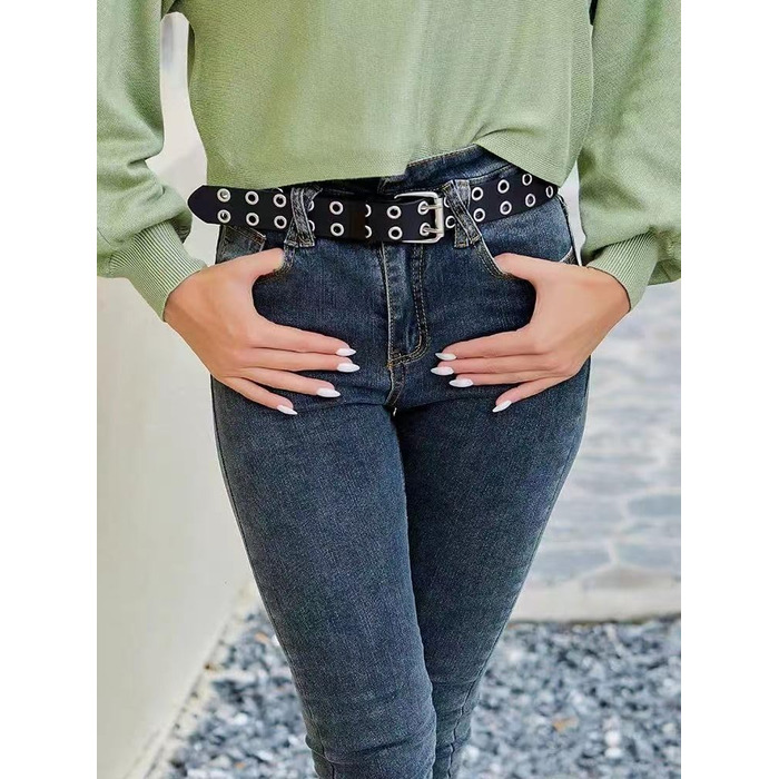 Жіночий шкіряний ремінь Punk з пряжкою у вигляді зірки, чорний