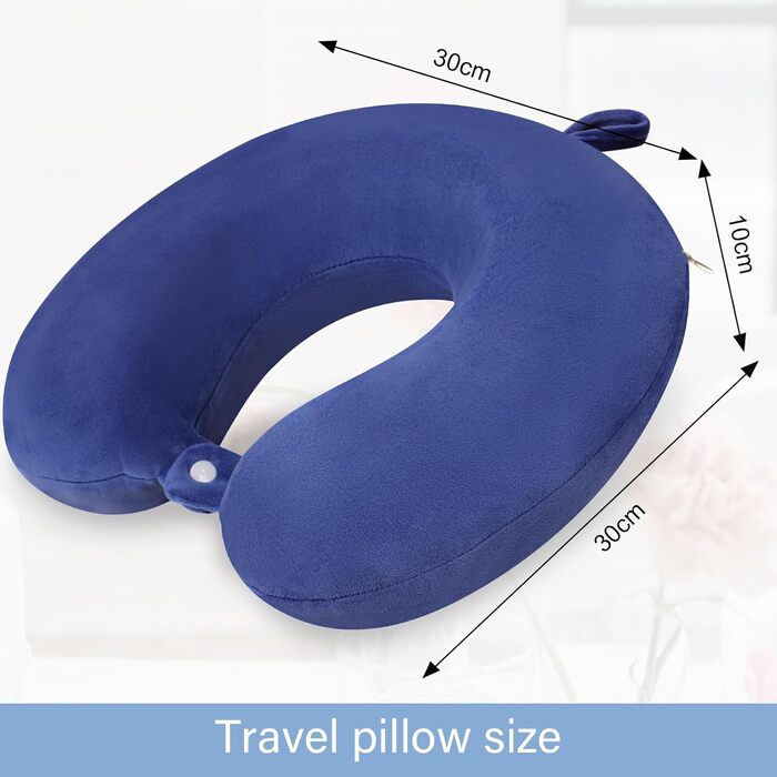 Подушка для шиї з Memory Foam, U-подібна, для подорожей. Зручна, підтримує шию та голову, зменшує втому. Підходить для літаків, поїздів, авто. Колір: Живий блакитний