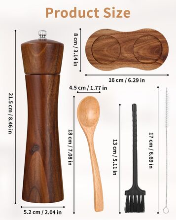 Набір з 2 мельниць для солі та перцю Peugeot з керамічним жорном, 21.5 см, масивне дерево