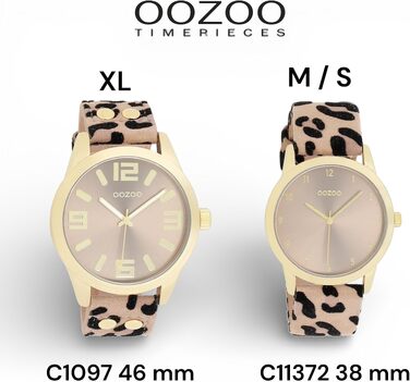 Жіночий аналоговий наручний годинник Oozoo Timepieces з шкіряним ремінцем, круглий циферблат, колір Леопард/Тауп