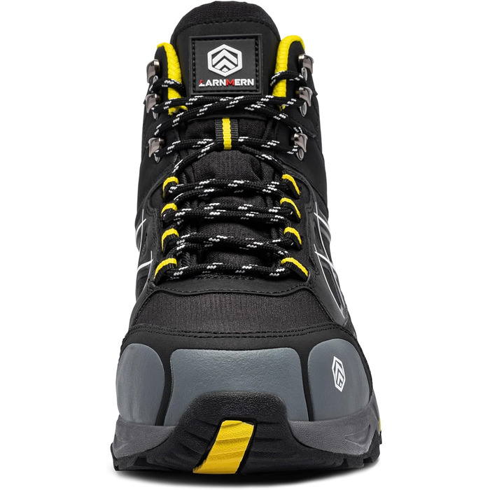 Черевики безпеки LARNMERN для чоловіків та жінок, SRC, антистатичні, з металевим носком, протиударні, легкі, комфортні, дихаючі, чорні/сірі, 42.5 EU