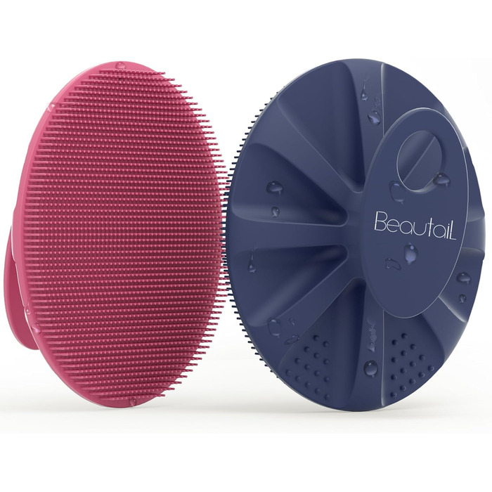 Силіконова щітка для тіла, скрабер для душу, щітка для тіла, скрабер для пелінгу, м'які щетинки, для жінок, чоловіків, дітей, чутливої шкіри, 1 шт. (рожевий+блакитний)