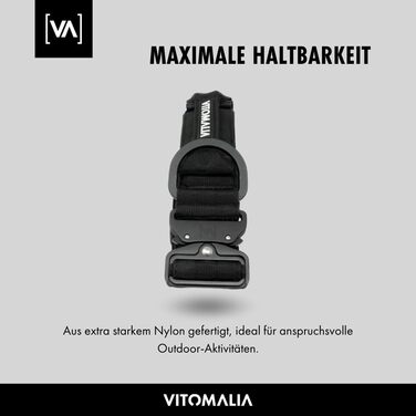 Тактичне нашийник для собак, 5 см: міцний нейлон, магнітна ручка, надійна застібка, для великих собак (5 см/XL = 50-70 см, Чорний)