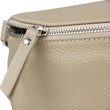 Сумка-бананка жіноча Frentree зі шкіри, Італія, крос-боді, Taupe (срібло), Maxi