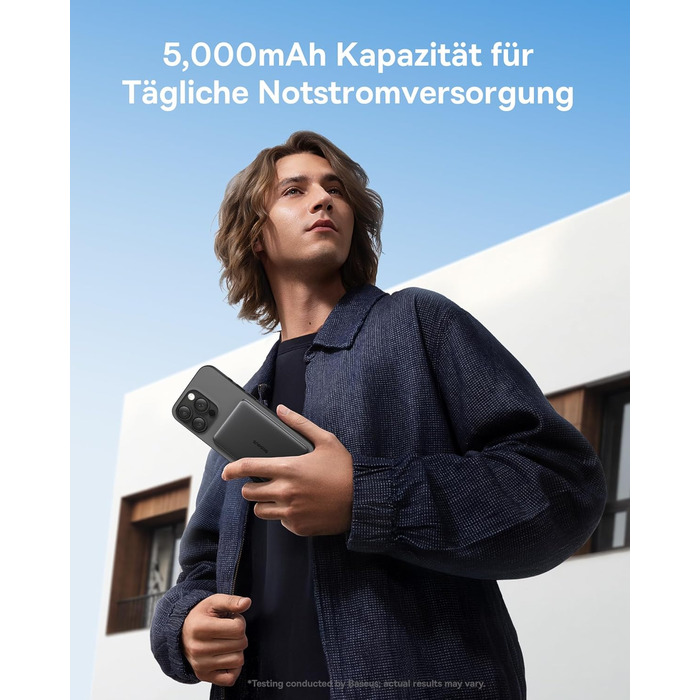 Power Bank Baseus Picogo AM41: Тонкий Magsafe Powerbank, PD 20W, 5000mAh, USB-C, для iPhone 17/16/15/14/13/12 (Чорний)