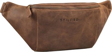 STILORD 'Pino' Елегантна поясна/грудна сумка з екошкіри для жінок та чоловіків. Компактна, вінтажна, з натуральної шкіри, колір: (Mittel - Braun)