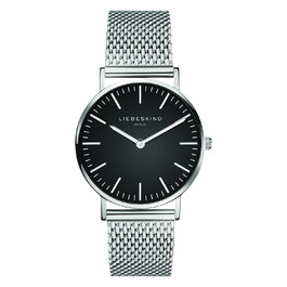 Годинник жіночий LIEBESKIND BERLIN – круглий кварцовий, 34 мм, сітчасте браслет, водостійкий 5 ATM, сучасний та елегантний, доступний у різних кольорах (срібло / чорний)