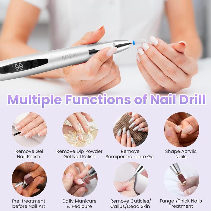 Електричний набір для манікюру та педикюру Xoali 13 в 1, 35000 об/хв, для гелю, акрилу, натуральних нігтів